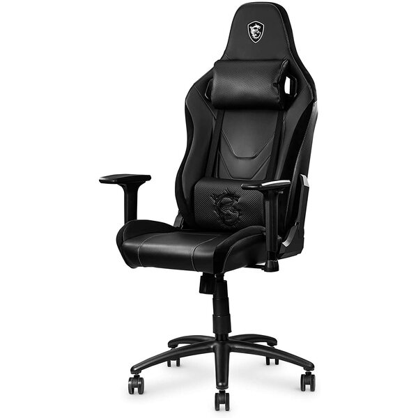 MSI MAG CH130 X Gaming Chair - Black with Carbon Fiber Leather Finish ...