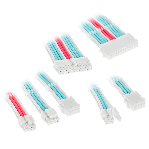 Kolink Core Adept Braided Cable Extension Kit - Brilliant White/Neon Blue/Pure Pink - Black Friday Deal