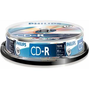 Philips Philips 10 pack CD-R Blank Recordable Discs 80 Mins 700MB 54x Speed High Capacity