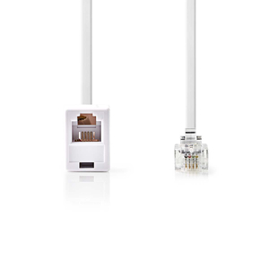 NEDIS NEDIS BT Telecom RJ11 Extension Cable RJ11 Male, RJ11 Female, 5.0 m Flat, Gold Plated, White