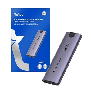 Netac Netac M.2 NVMe/SATA External Enclosure, USB3.1, Aluminum, 10Gbps, USB C to C, USB C to A