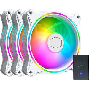 Coolermaster CoolerMaster Masterfan MF120 Halo White Edition Addressable RGB 3 Fan Pack With ARGB Controller - 120mm