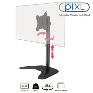 PixL piXL Single Monitor Arm Desk Stand, For Screens up to 32``, Max Weight 10Kg, Freestanding, Height Adjustable, Pivot, Swivel 360