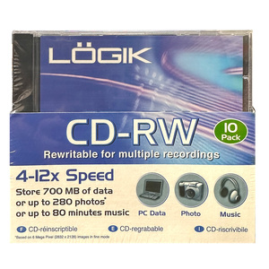 Logik Logik 4-12x Speed 10 Pack CD-RW (Re-writable)