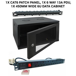 JEDEL JEDEL 6U 450MM WALL MOUNTABLE DATA CABINET+PDU+PATCH PANEL PREBUILT READY